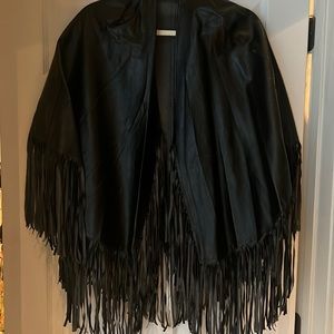 Black 100% acrylic shawl with fringes